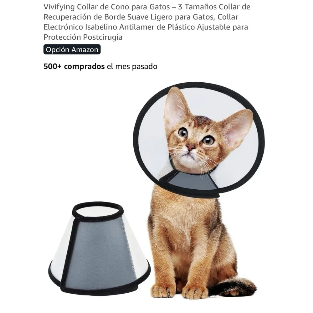 Vivifying Clear Plastic Cat Recovery Cone, Soft Edge, Adjustable